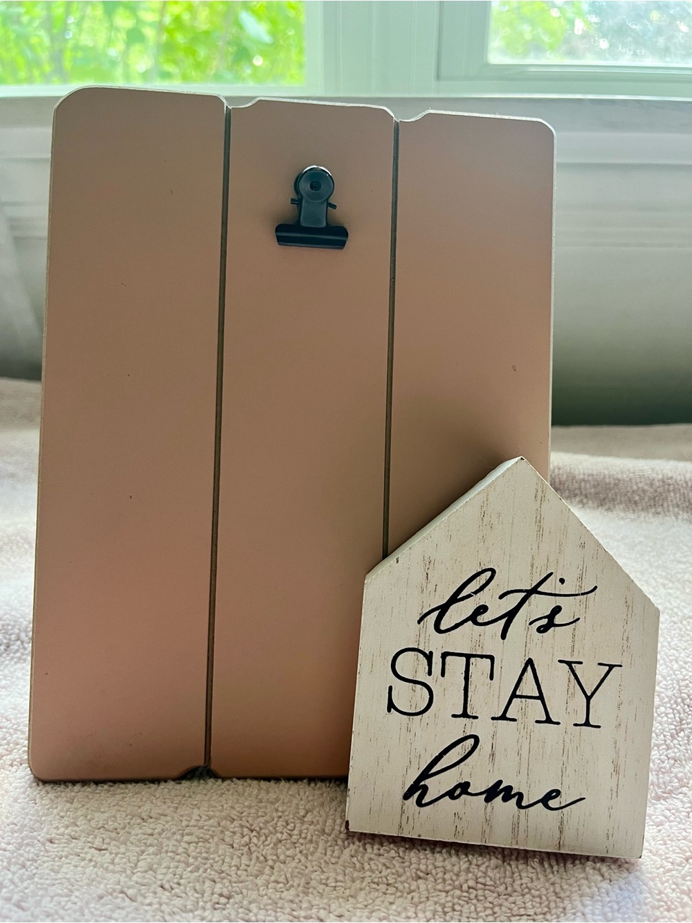 Blush Pink Wooden Photo Frame with Clip